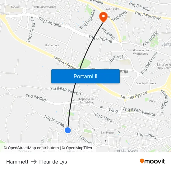 Hammett to Fleur de Lys map