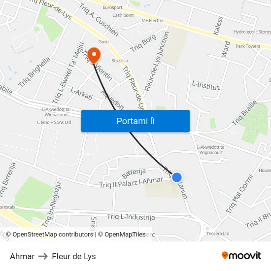 Ahmar to Fleur de Lys map