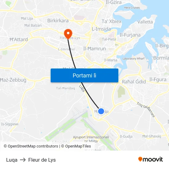 Luqa to Fleur de Lys map