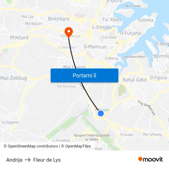 Andrija to Fleur de Lys map