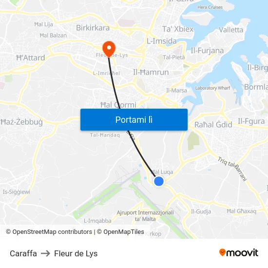 Caraffa to Fleur de Lys map