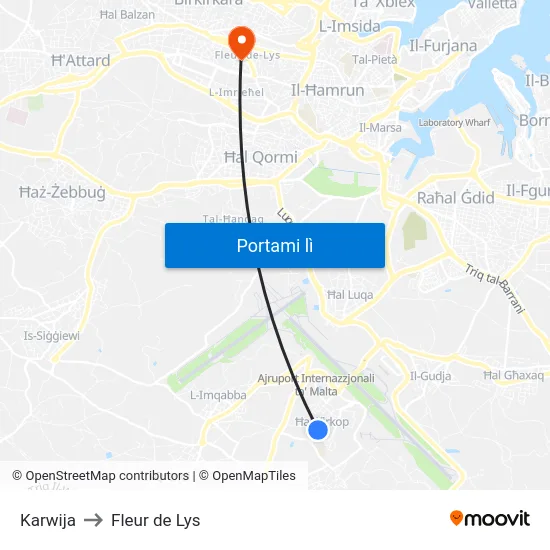 Karwija to Fleur de Lys map