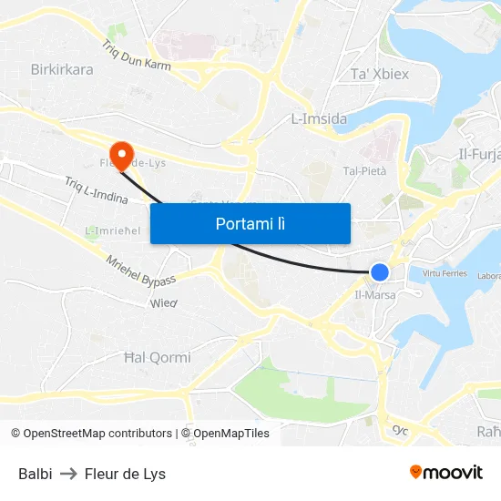 Balbi to Fleur de Lys map