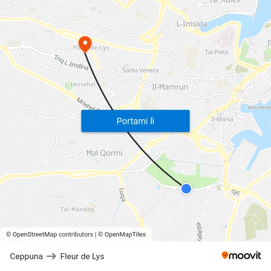 Ceppuna to Fleur de Lys map