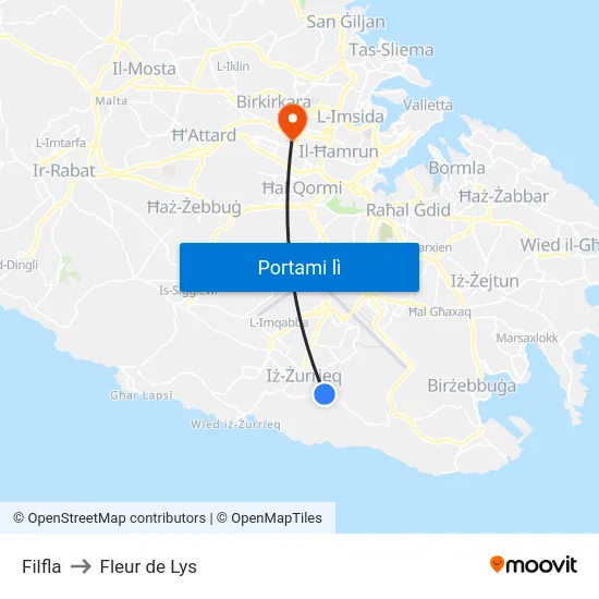 Filfla to Fleur de Lys map