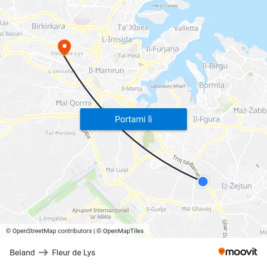 Beland to Fleur de Lys map