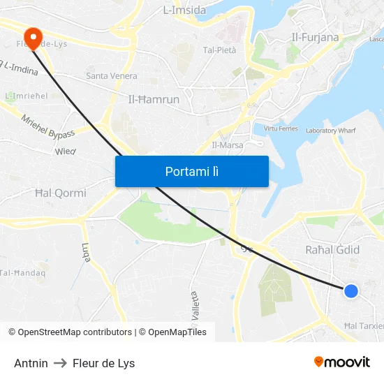 Antnin to Fleur de Lys map