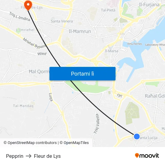 Pepprin to Fleur de Lys map