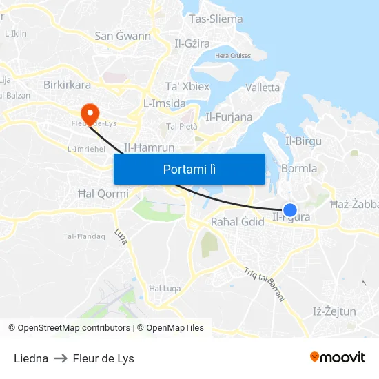 Liedna to Fleur de Lys map