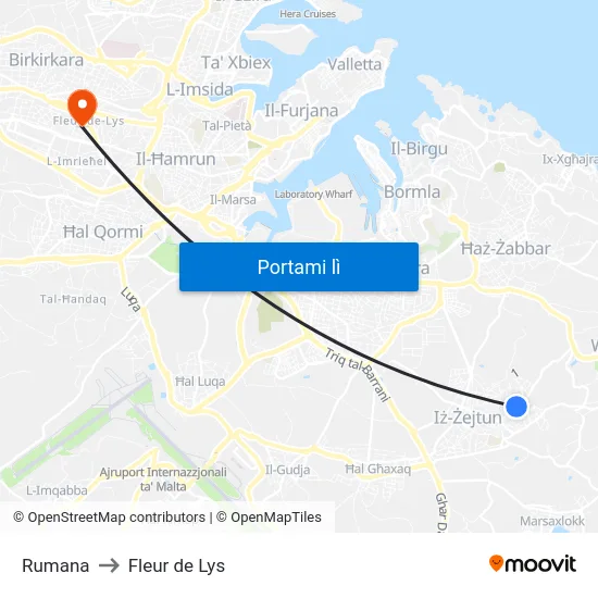 Rumana to Fleur de Lys map