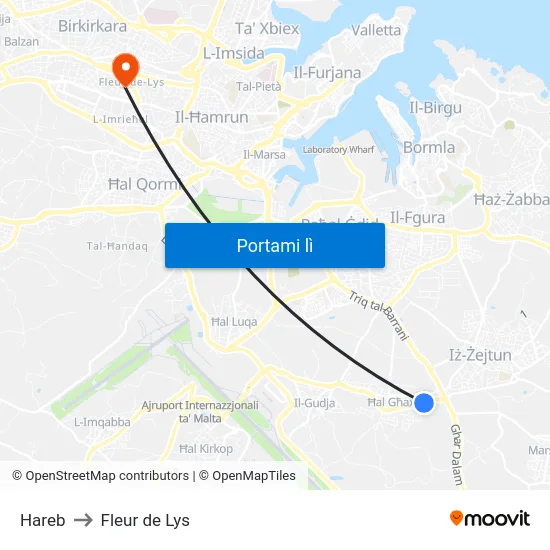 Hareb to Fleur de Lys map