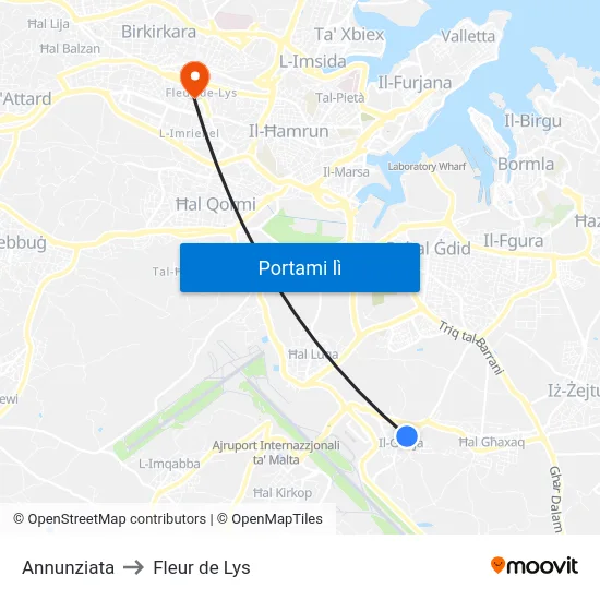 Annunziata to Fleur de Lys map