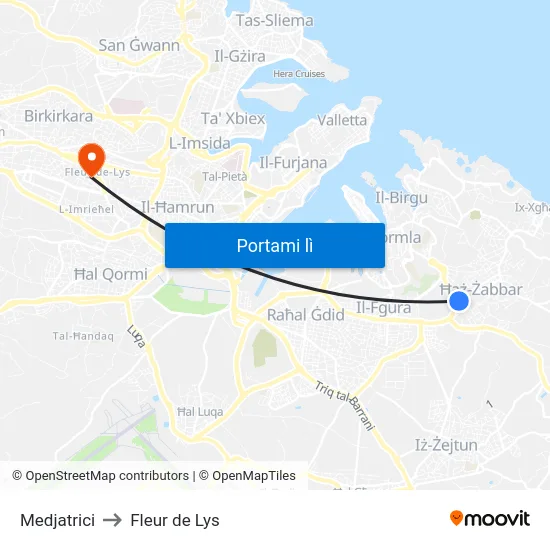 Medjatrici to Fleur de Lys map