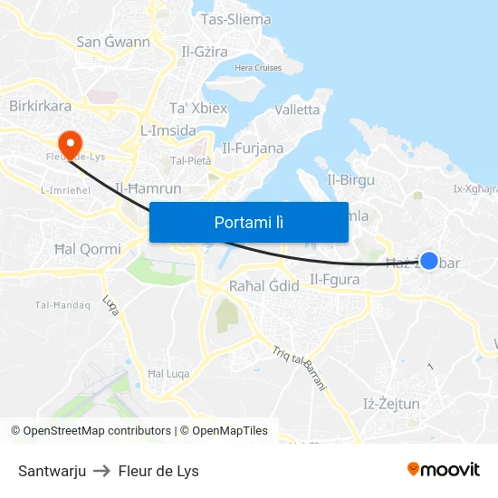 Santwarju to Fleur de Lys map