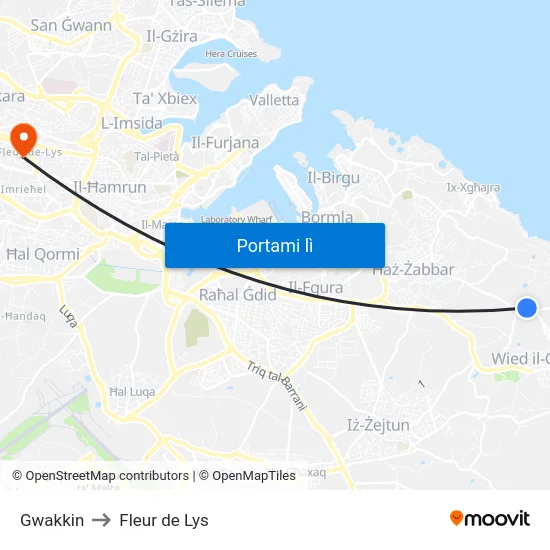 Gwakkin to Fleur de Lys map