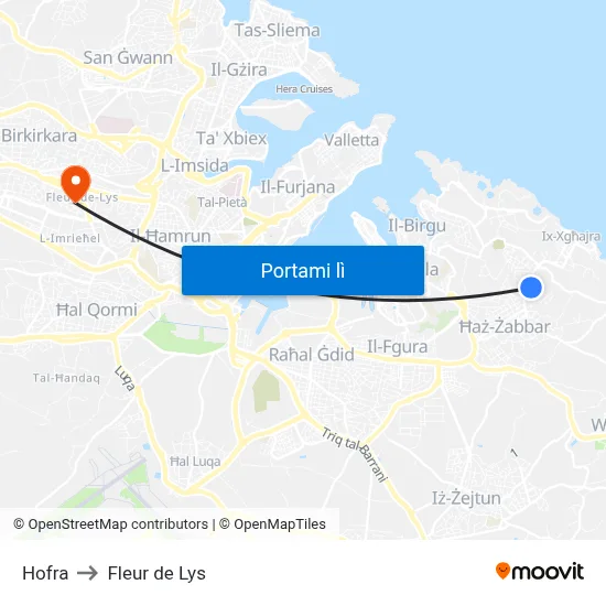 Hofra to Fleur de Lys map