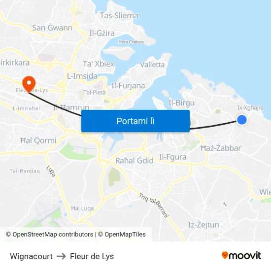 Wignacourt to Fleur de Lys map