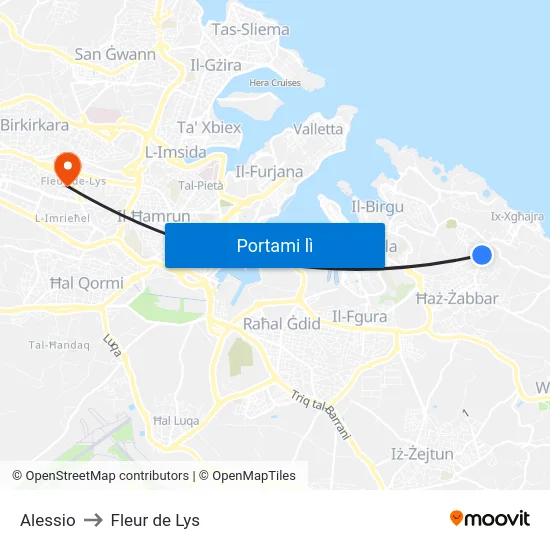 Alessio to Fleur de Lys map