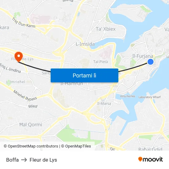 Boffa to Fleur de Lys map