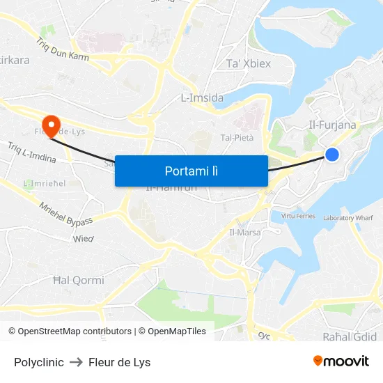 Polyclinic to Fleur de Lys map