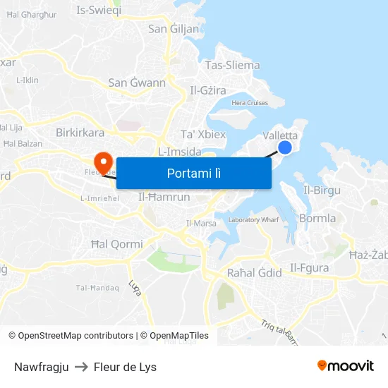 Nawfragju to Fleur de Lys map