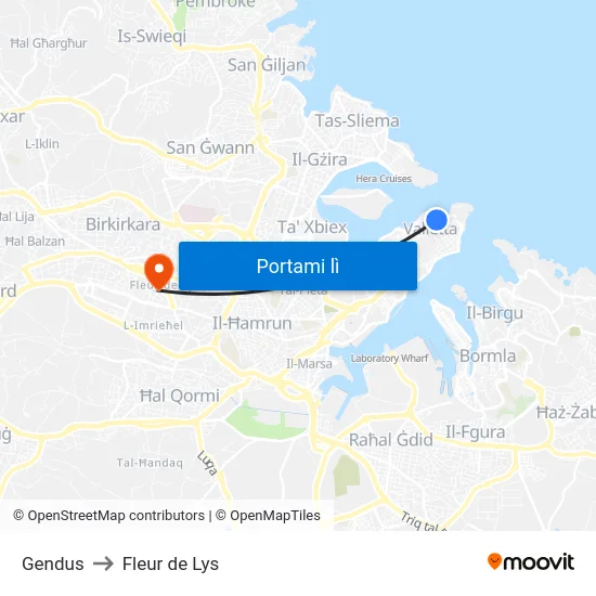 Gendus to Fleur de Lys map