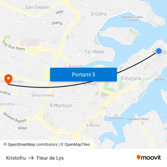 Kristofru to Fleur de Lys map