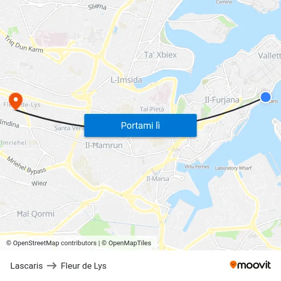 Lascaris to Fleur de Lys map