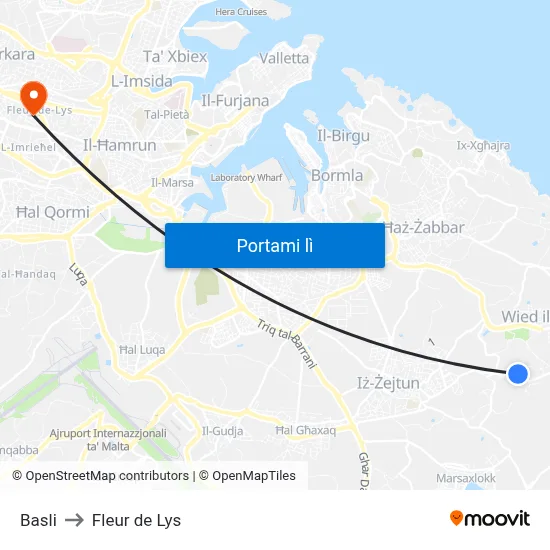 Basli to Fleur de Lys map