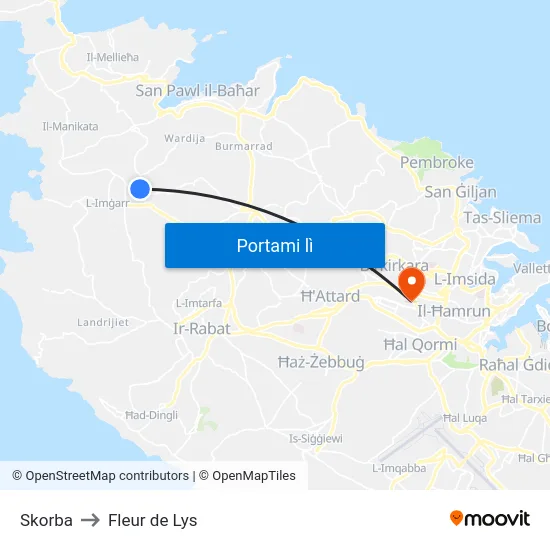 Skorba to Fleur de Lys map