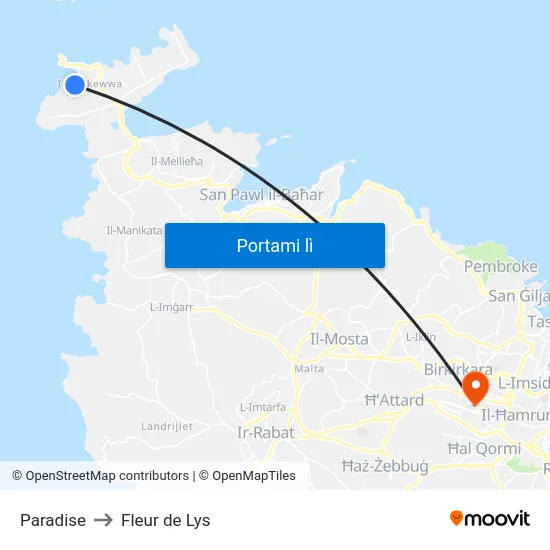 Paradise to Fleur de Lys map