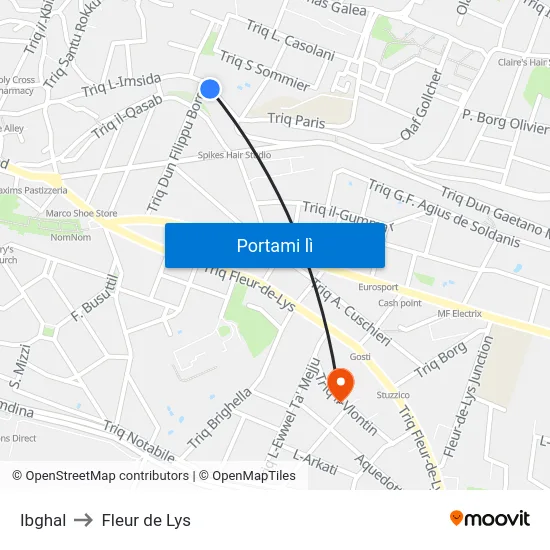 Ibghal to Fleur de Lys map