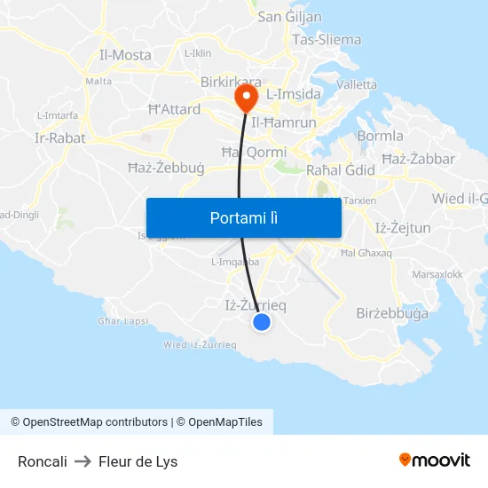 Roncali to Fleur de Lys map