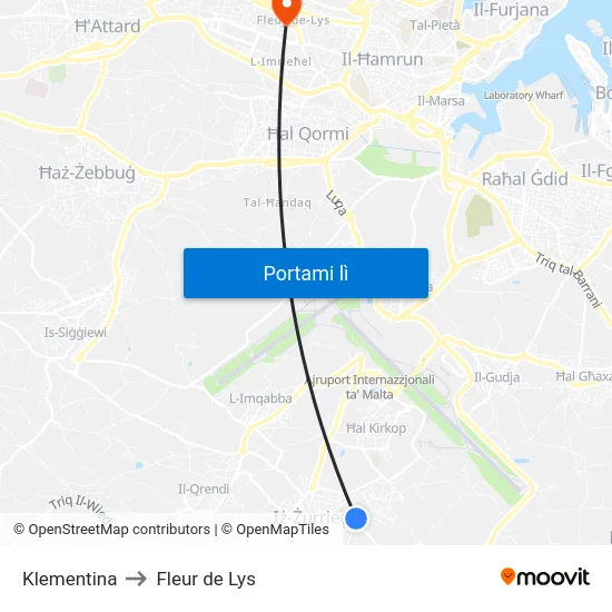 Klementina to Fleur de Lys map