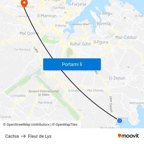 Cachia to Fleur de Lys map