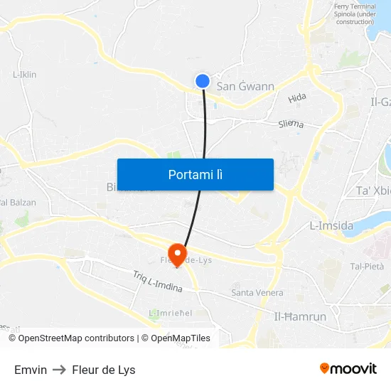 Emvin to Fleur de Lys map