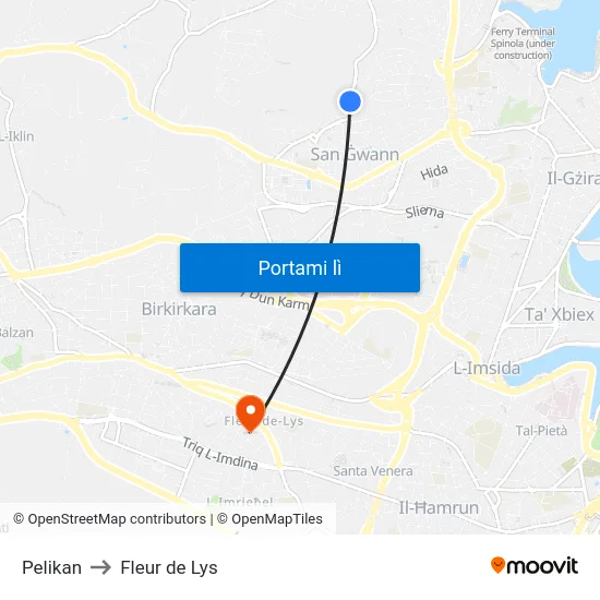 Pelikan to Fleur de Lys map