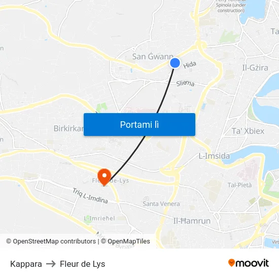 Kappara to Fleur de Lys map