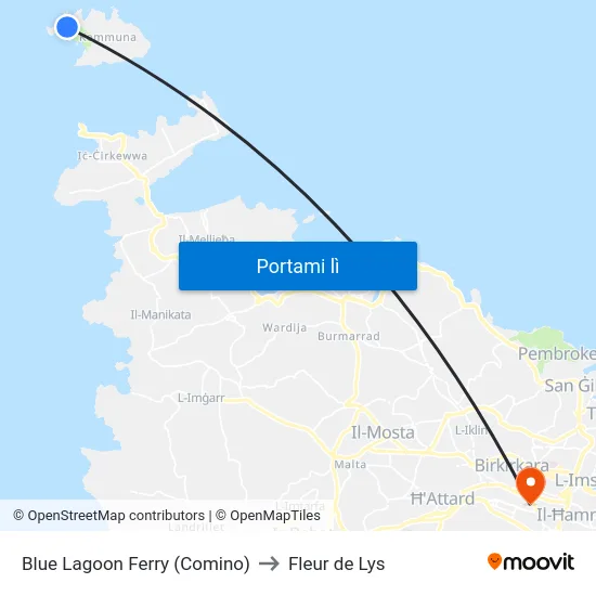 Blue Lagoon Ferry (Comino) to Fleur de Lys map