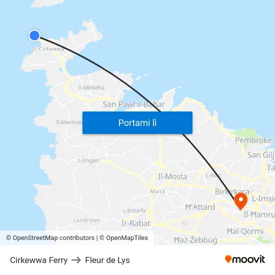 Cirkewwa Ferry to Fleur de Lys map
