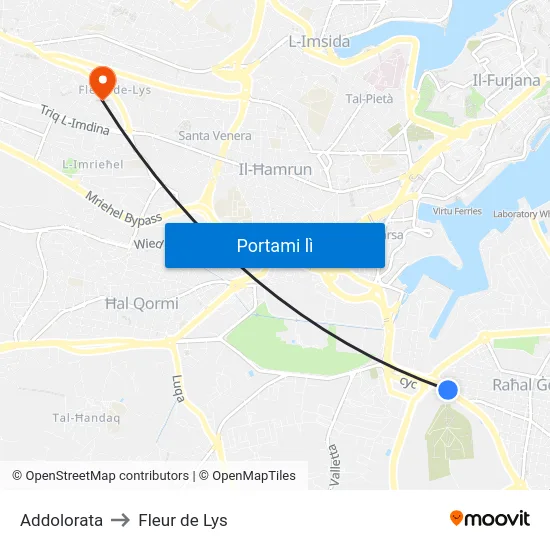 Addolorata to Fleur de Lys map