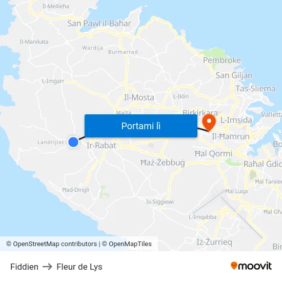 Fiddien to Fleur de Lys map
