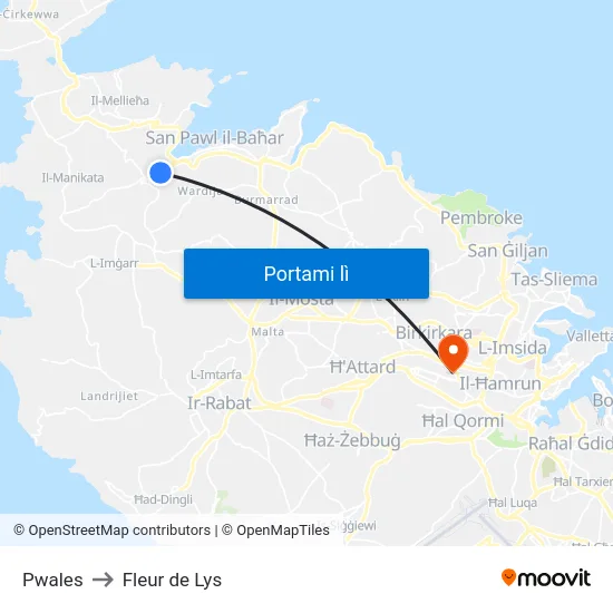 Pwales to Fleur de Lys map