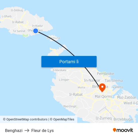 Benghazi to Fleur de Lys map