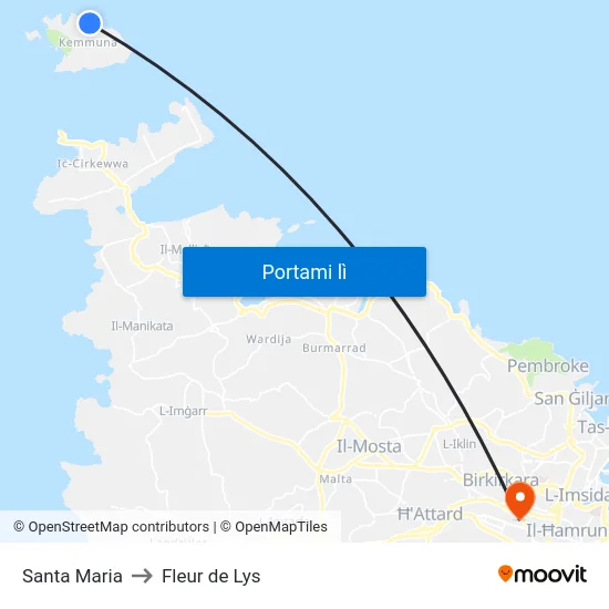 Santa Maria to Fleur de Lys map