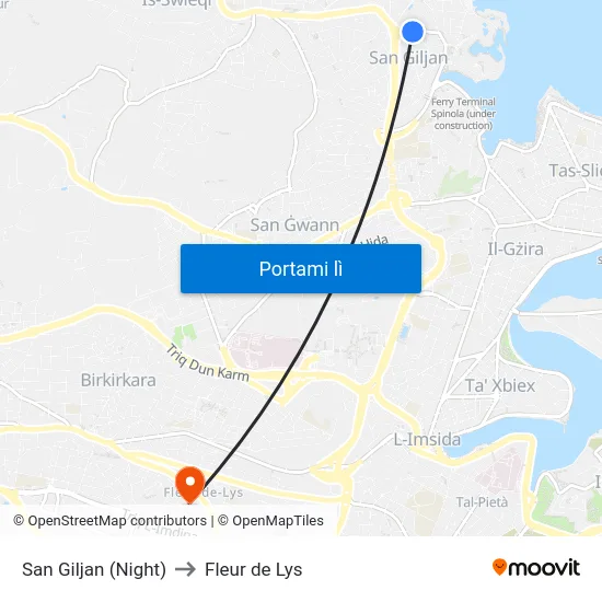 San Giljan (Night) to Fleur de Lys map