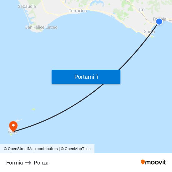 Formia to Ponza map