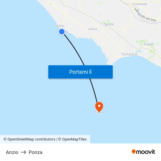 Anzio to Ponza map