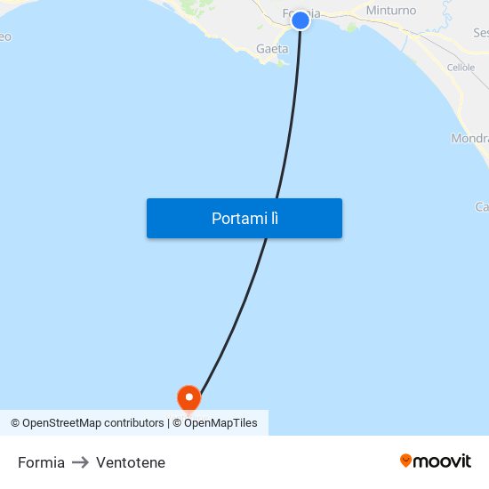Formia to Ventotene map