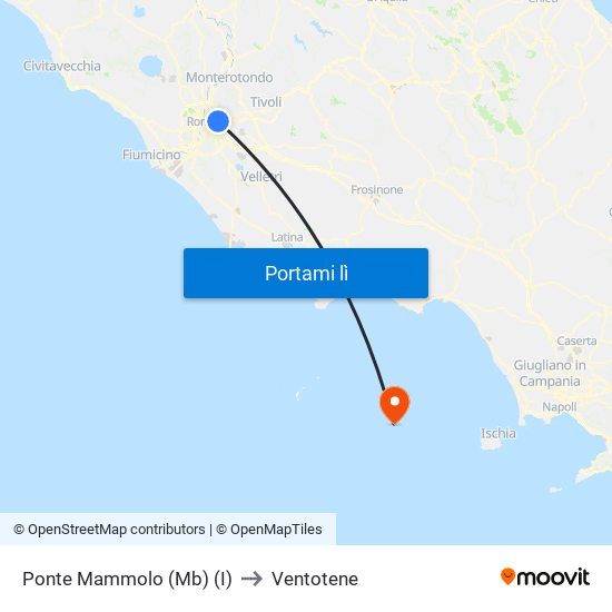 Ponte Mammolo (Mb) (I) to Ventotene map